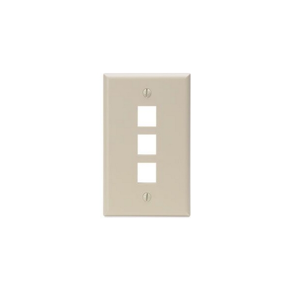 Leviton 3-Port Wallplate Unloaded, 1-Gang Use W/Snap-In Modules, Quickport IY 41080-3IP